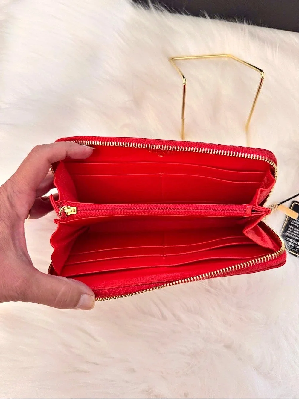 Chanel Red Puzzle Patent Leather Long Zip Around Wallet with Gold-Tone Hardware